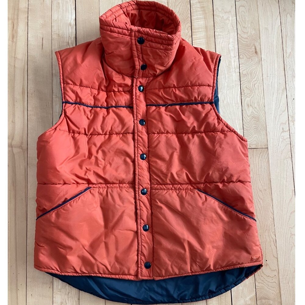 Vintage 70s David Peyser Vest Orange Mens M Made USA Workwear Retro Gorpcore